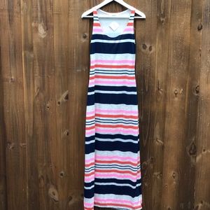 Impressions Stripe Maxi Dress Pink Red Blue Grey S